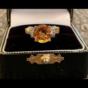 🔥NEW! Orange topaz ring Size 7 yellow gold over sterling silver stamped …